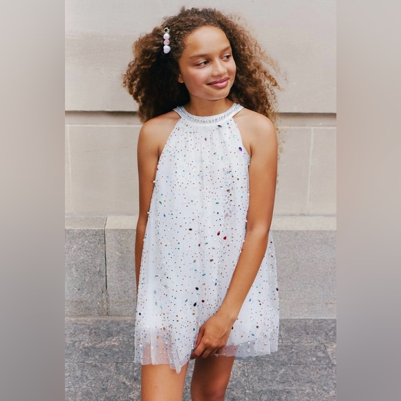 Lola + the Boys Girls Rainbow Crystal Gem Dress - Size 4 - Picture 13 of 16